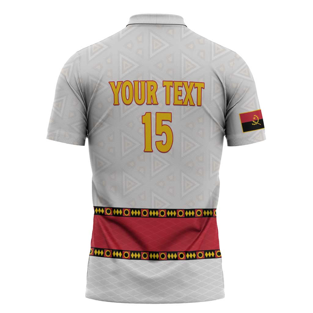 Custom Angola Football Zipper Polo Shirt Avante Palancas Negras - White - Wonder Print Shop
