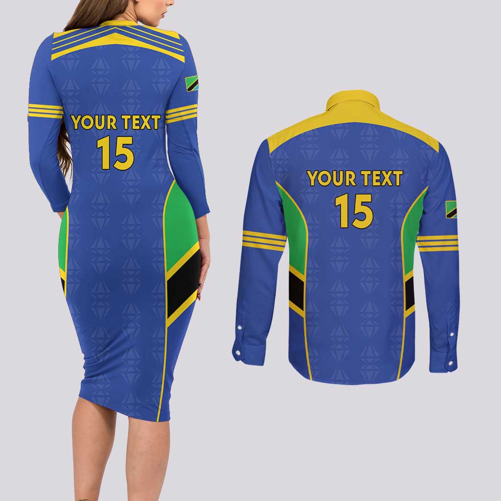 Custom Tanzania Football Couples Matching Long Sleeve Bodycon Dress and Long Sleeve Button Shirt Go Taifa Stars Go - Wonder Print Shop