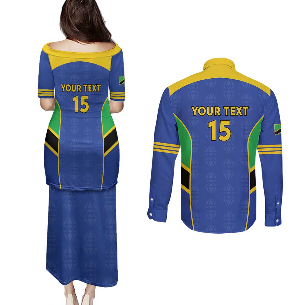 Custom Tanzania Football Couples Matching Puletasi and Long Sleeve Button Shirt Go Taifa Stars Go - Wonder Print Shop