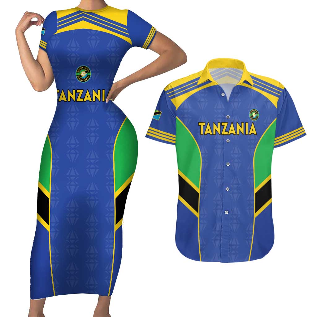 Custom Tanzania Football Couples Matching Short Sleeve Bodycon Dress and Hawaiian Shirt Go Taifa Stars Go - Wonder Print Shop