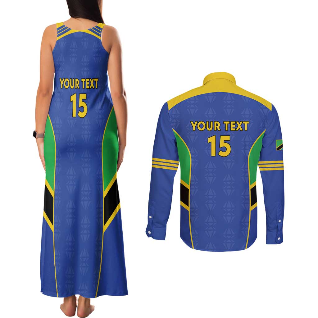 Custom Tanzania Football Couples Matching Tank Maxi Dress and Long Sleeve Button Shirt Go Taifa Stars Go - Wonder Print Shop