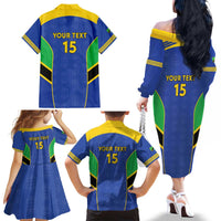 Custom Tanzania Football Family Matching Off The Shoulder Long Sleeve Dress and Hawaiian Shirt Go Taifa Stars Go - Wonder Print Shop