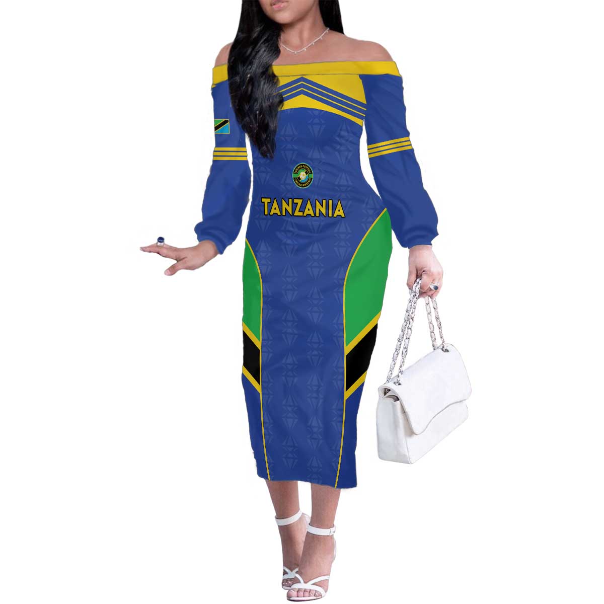 Custom Tanzania Football Family Matching Off The Shoulder Long Sleeve Dress and Hawaiian Shirt Go Taifa Stars Go - Wonder Print Shop