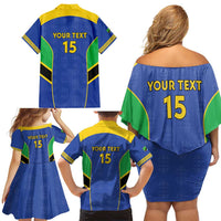 Custom Tanzania Football Family Matching Off Shoulder Short Dress and Hawaiian Shirt Go Taifa Stars Go - Wonder Print Shop