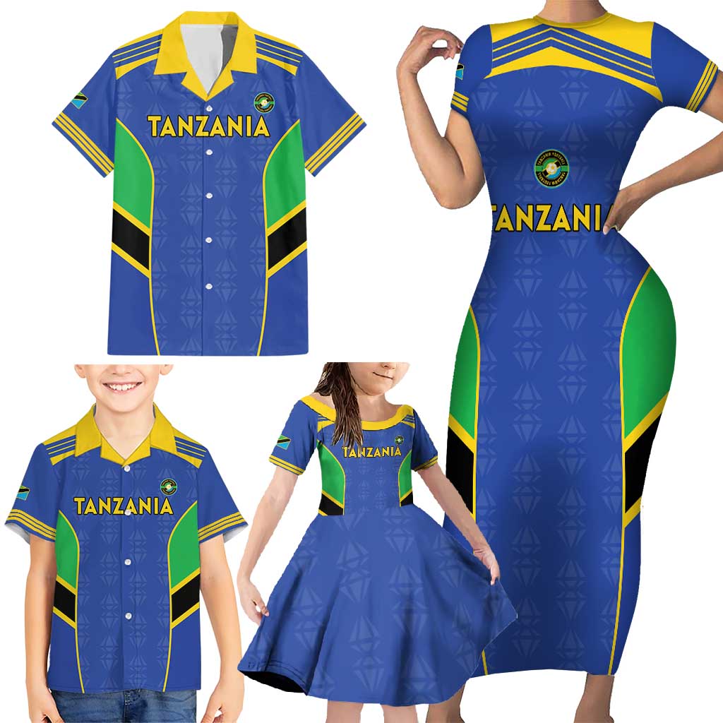 Custom Tanzania Football Family Matching Short Sleeve Bodycon Dress and Hawaiian Shirt Go Taifa Stars Go - Wonder Print Shop