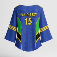 Custom Tanzania Football Kimono Sleeve Blouse Go Taifa Stars Go - Wonder Print Shop