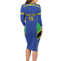 Custom Tanzania Football Long Sleeve Bodycon Dress Go Taifa Stars Go - Wonder Print Shop
