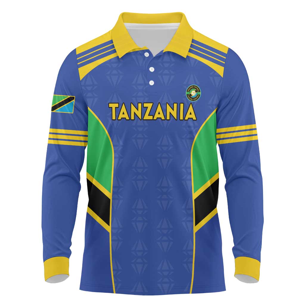 Custom Tanzania Football Long Sleeve Polo Shirt Go Taifa Stars Go - Wonder Print Shop