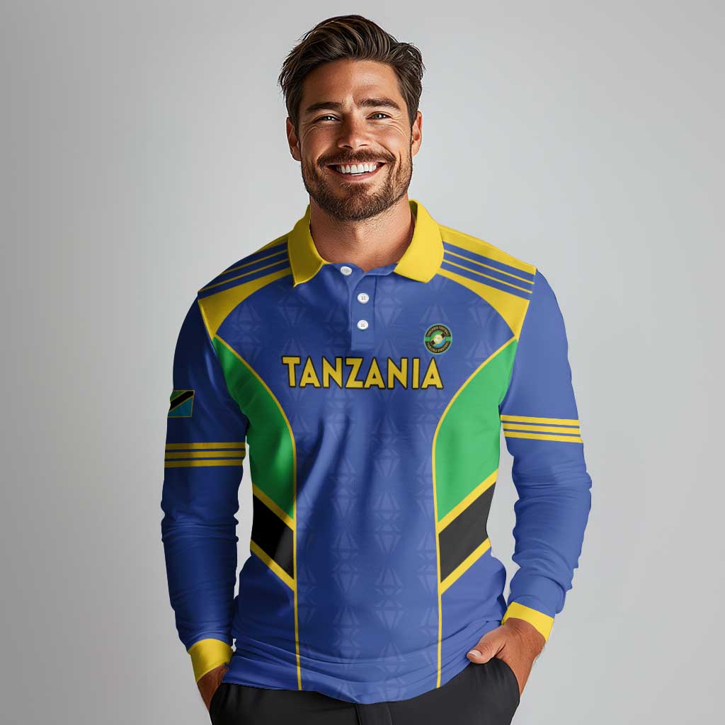 Custom Tanzania Football Long Sleeve Polo Shirt Go Taifa Stars Go - Wonder Print Shop