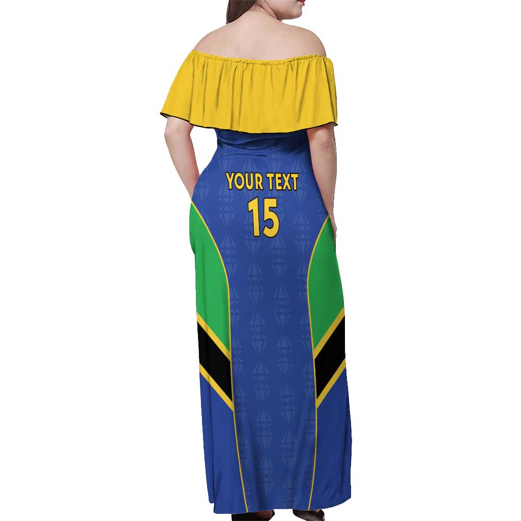 Custom Tanzania Football Off Shoulder Maxi Dress Go Taifa Stars Go - Wonder Print Shop
