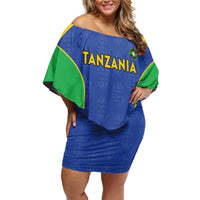 Custom Tanzania Football Off Shoulder Short Dress Go Taifa Stars Go - Wonder Print Shop
