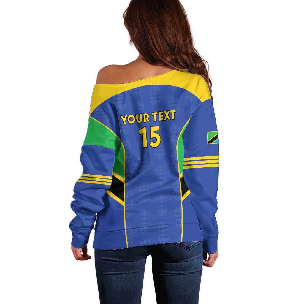 Custom Tanzania Football Off Shoulder Sweater Go Taifa Stars Go - Wonder Print Shop