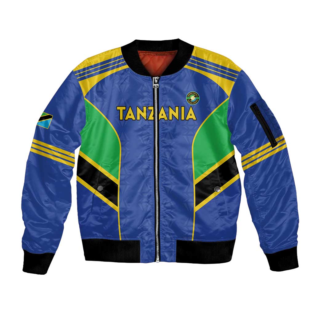 Custom Tanzania Football Sleeve Zip Bomber Jacket Go Taifa Stars Go - Wonder Print Shop