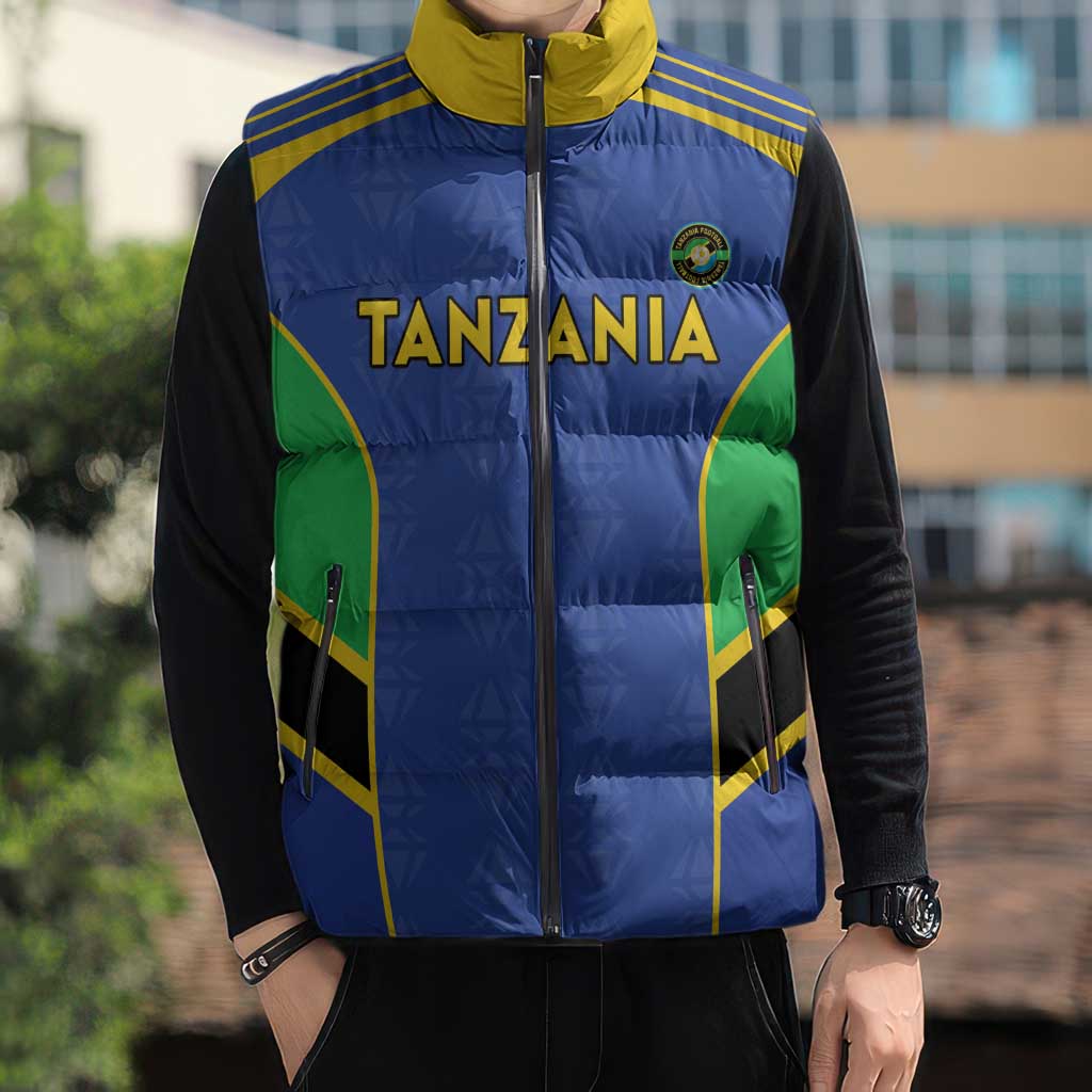 Custom Tanzania Football Sleeveless Puffer Jacket Go Taifa Stars Go - Wonder Print Shop