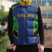 Custom Tanzania Football Sleeveless Puffer Jacket Go Taifa Stars Go - Wonder Print Shop