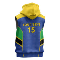 Custom Tanzania Football Sleeveless Zip Hoodie Go Taifa Stars Go - Wonder Print Shop
