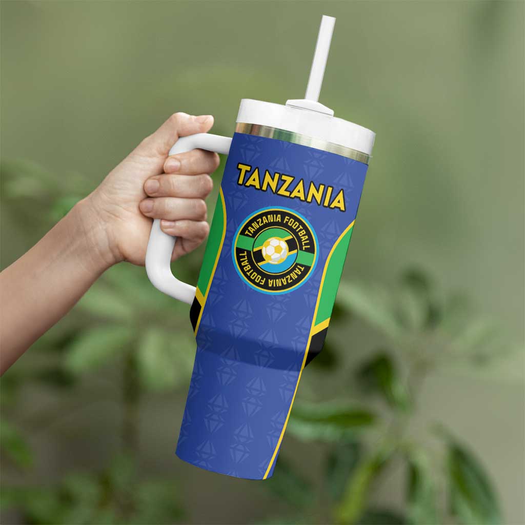 Custom Tanzania Football Tumbler With Handle Go Taifa Stars Go - Wonder Print Shop