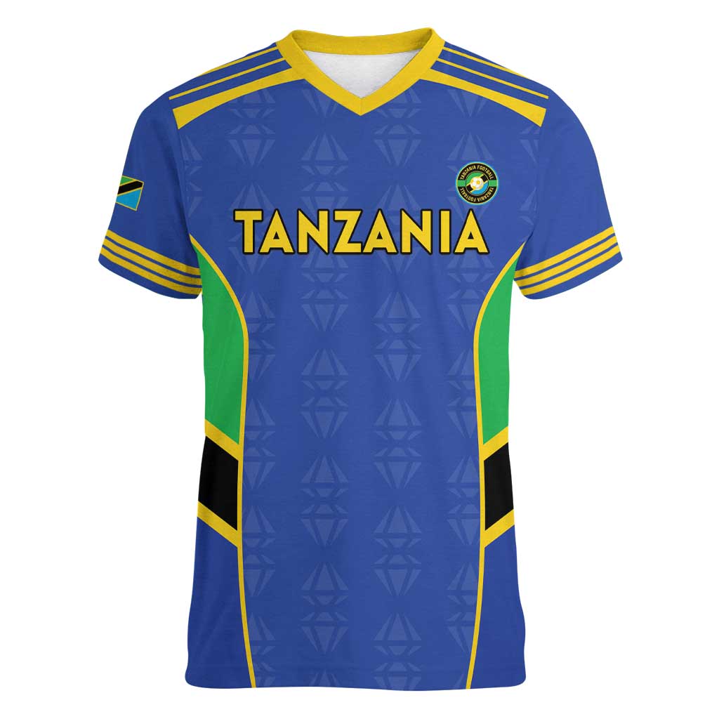 Custom Tanzania Football Women V-Neck T-Shirt Go Taifa Stars Go - Wonder Print Shop