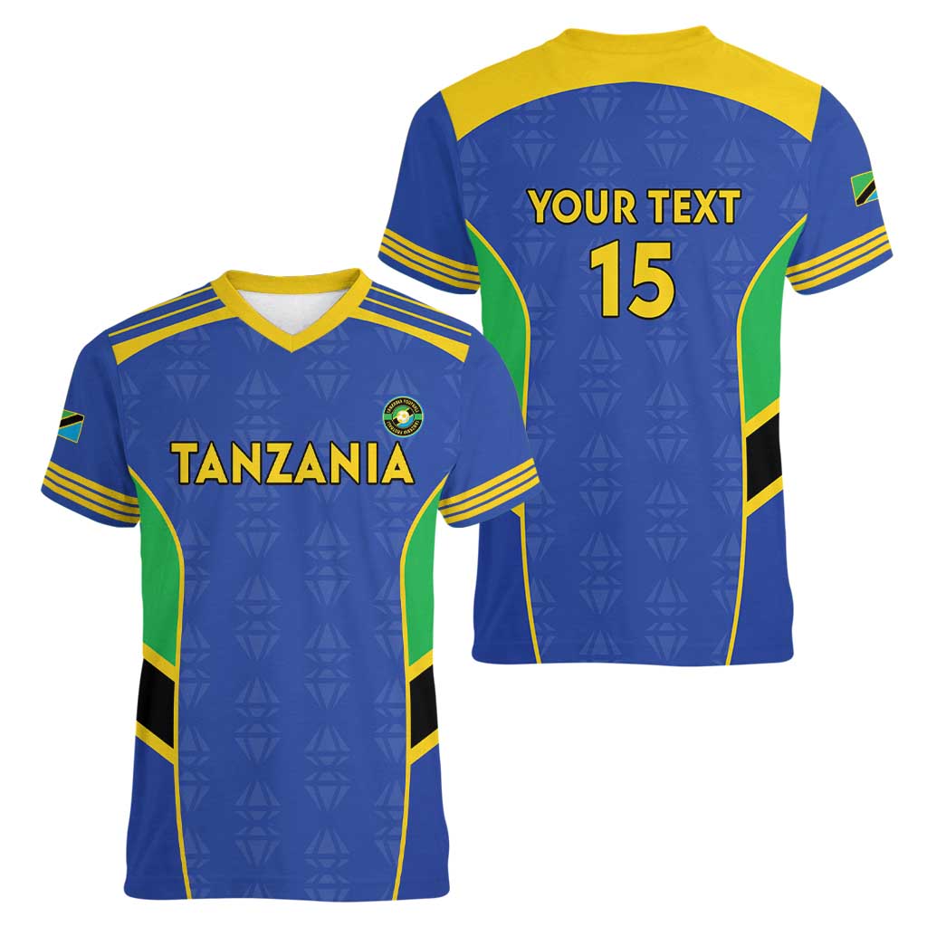Custom Tanzania Football Women V-Neck T-Shirt Go Taifa Stars Go - Wonder Print Shop