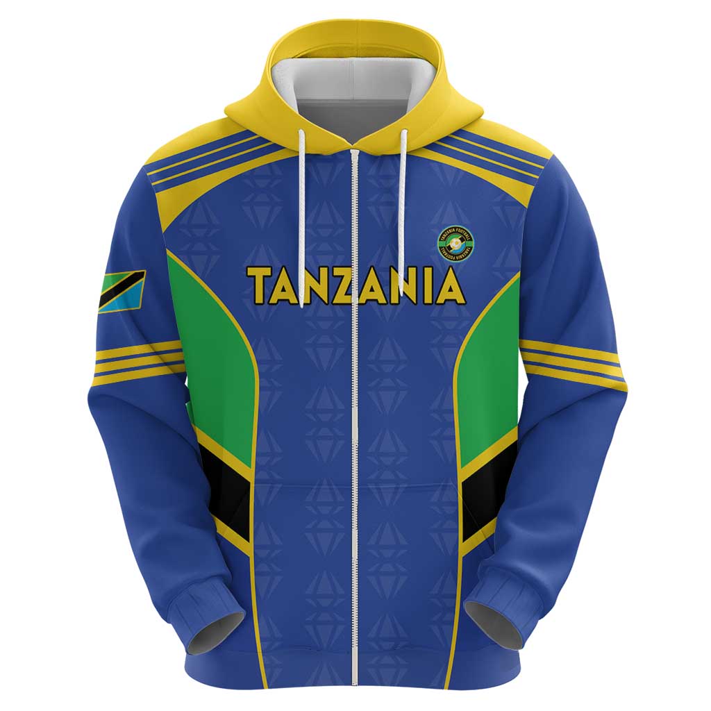 Custom Tanzania Football Zip Hoodie Go Taifa Stars Go - Wonder Print Shop