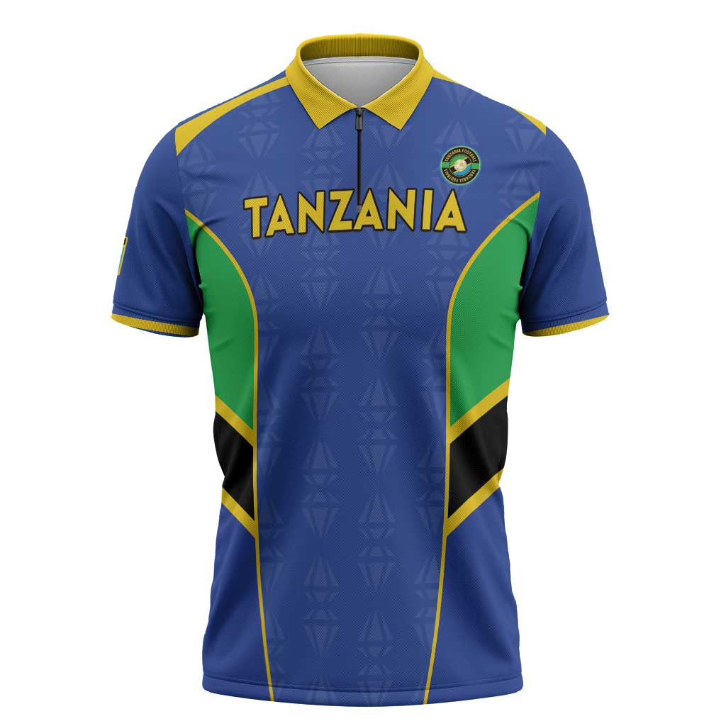 Custom Tanzania Football Zipper Polo Shirt Go Taifa Stars Go - Wonder Print Shop