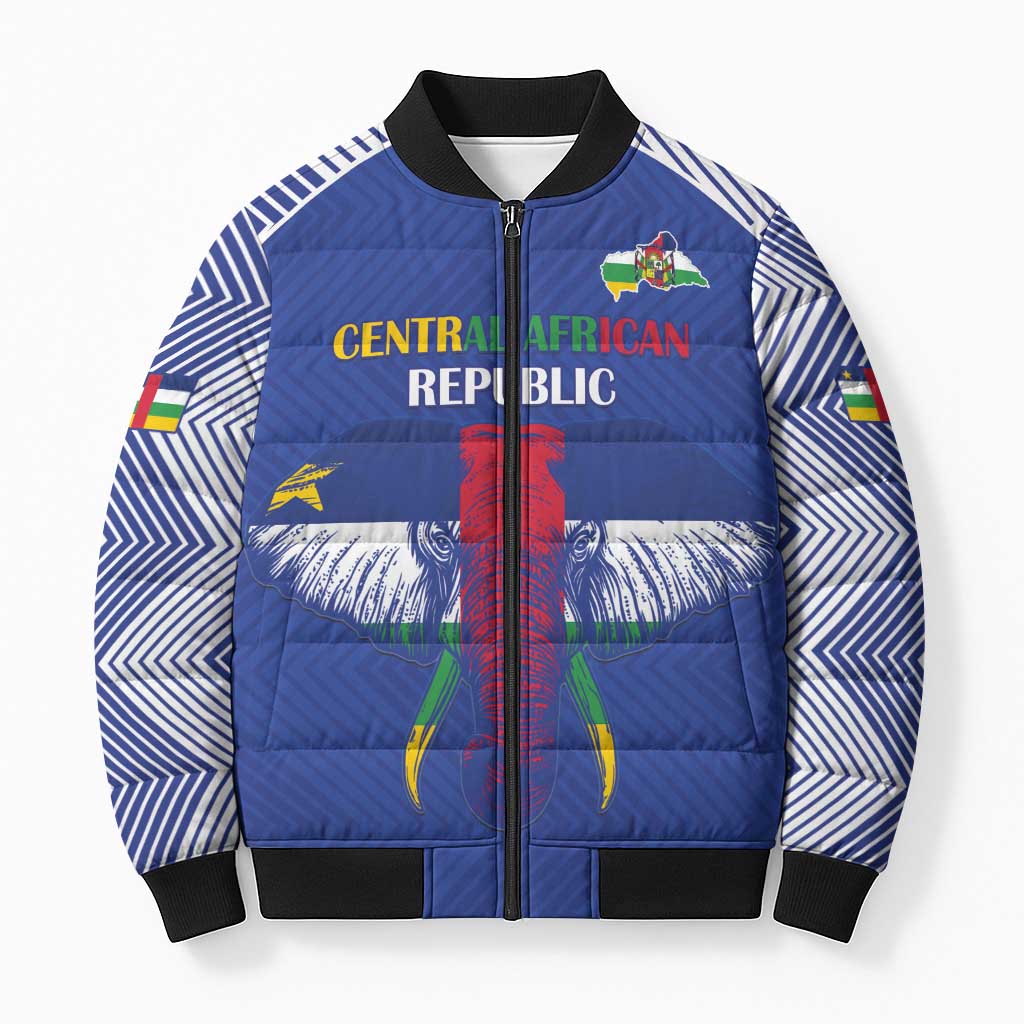 Custom Central African Republic Football Bomber Puffer Jacket Go Champions - Wonder Print Shop