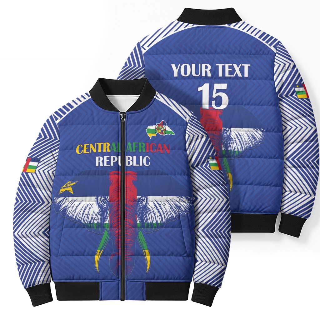 Custom Central African Republic Football Bomber Puffer Jacket Go Champions - Wonder Print Shop