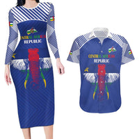Custom Central African Republic Football Couples Matching Long Sleeve Bodycon Dress and Hawaiian Shirt Go Champions - Wonder Print Shop