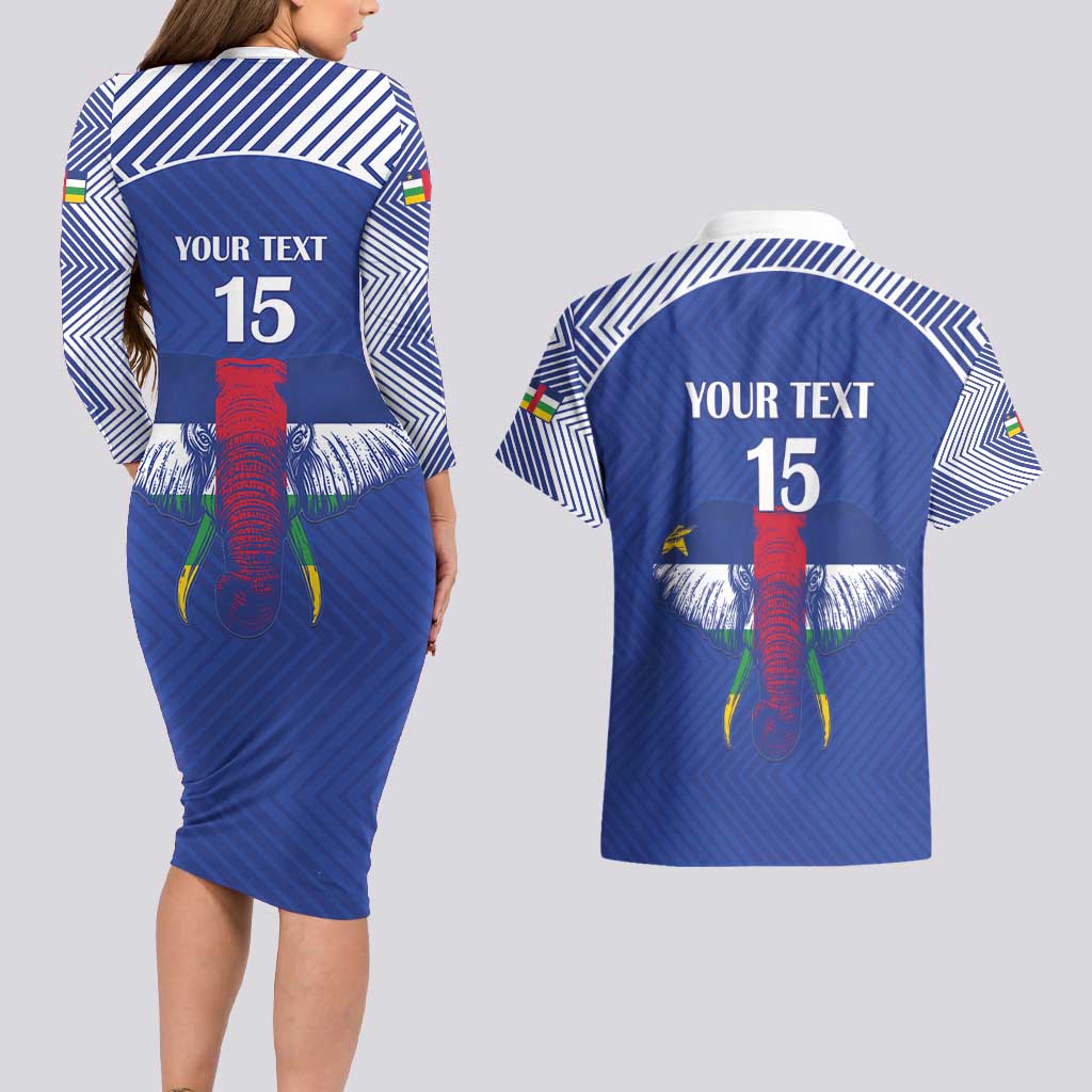 Custom Central African Republic Football Couples Matching Long Sleeve Bodycon Dress and Hawaiian Shirt Go Champions - Wonder Print Shop