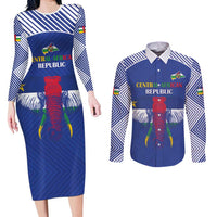 Custom Central African Republic Football Couples Matching Long Sleeve Bodycon Dress and Long Sleeve Button Shirt Go Champions - Wonder Print Shop