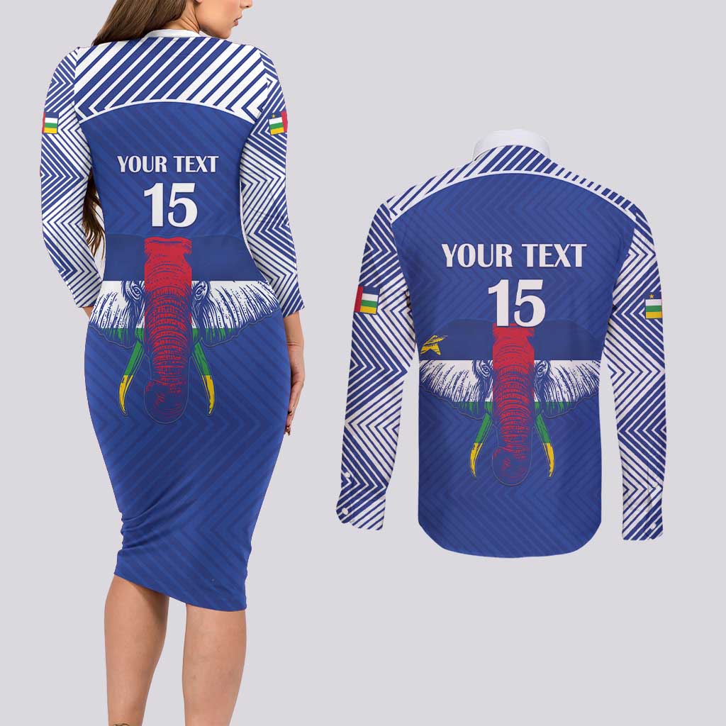 Custom Central African Republic Football Couples Matching Long Sleeve Bodycon Dress and Long Sleeve Button Shirt Go Champions - Wonder Print Shop