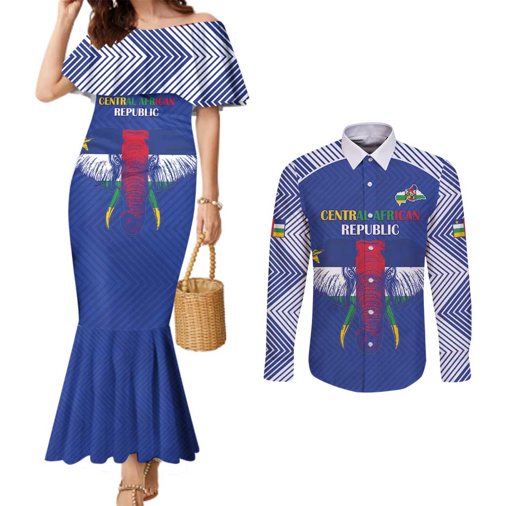 Custom Central African Republic Football Couples Matching Mermaid Dress and Long Sleeve Button Shirt Go Champions - Wonder Print Shop