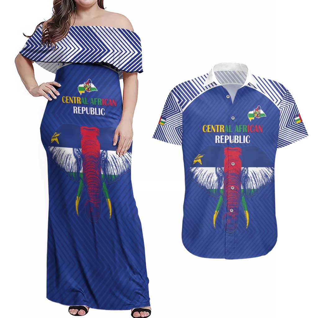 Custom Central African Republic Football Couples Matching Off Shoulder Maxi Dress and Hawaiian Shirt Go Champions - Wonder Print Shop