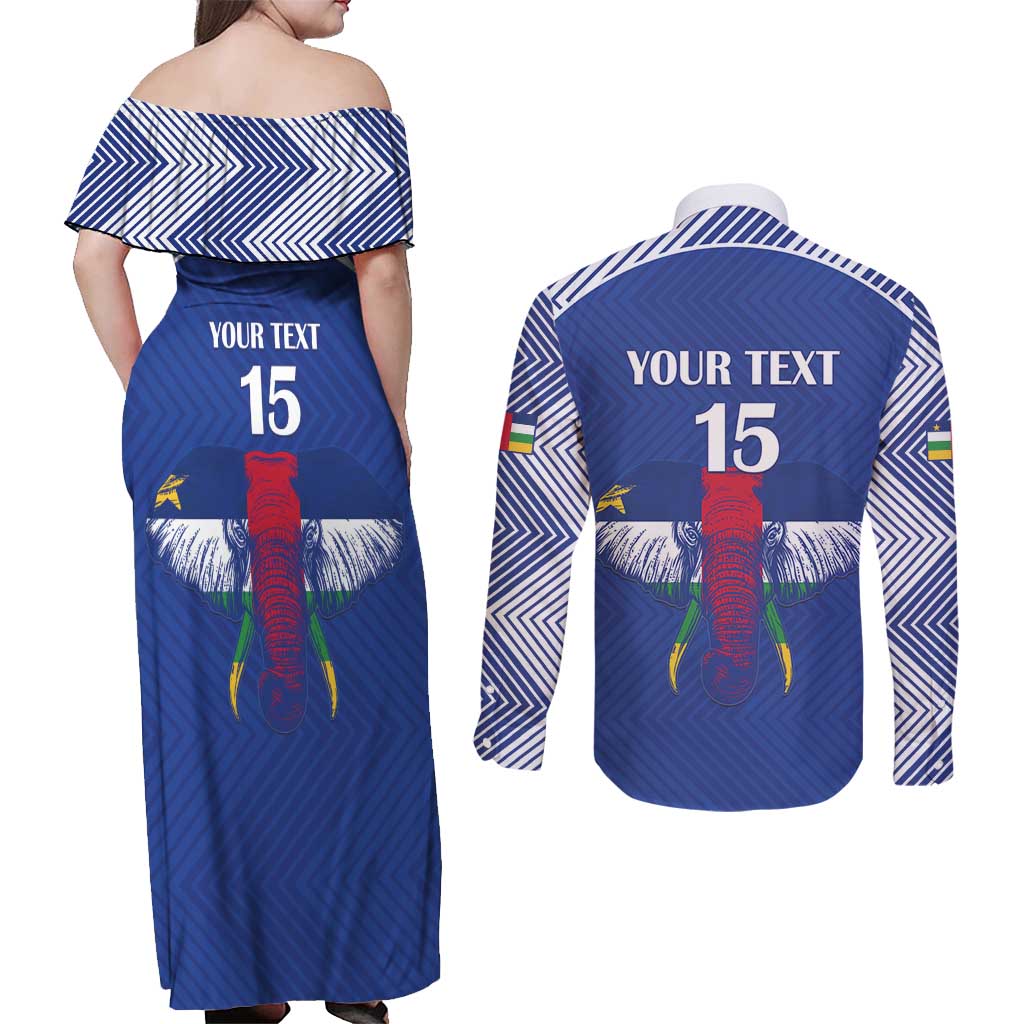 Custom Central African Republic Football Couples Matching Off Shoulder Maxi Dress and Long Sleeve Button Shirt Go Champions - Wonder Print Shop