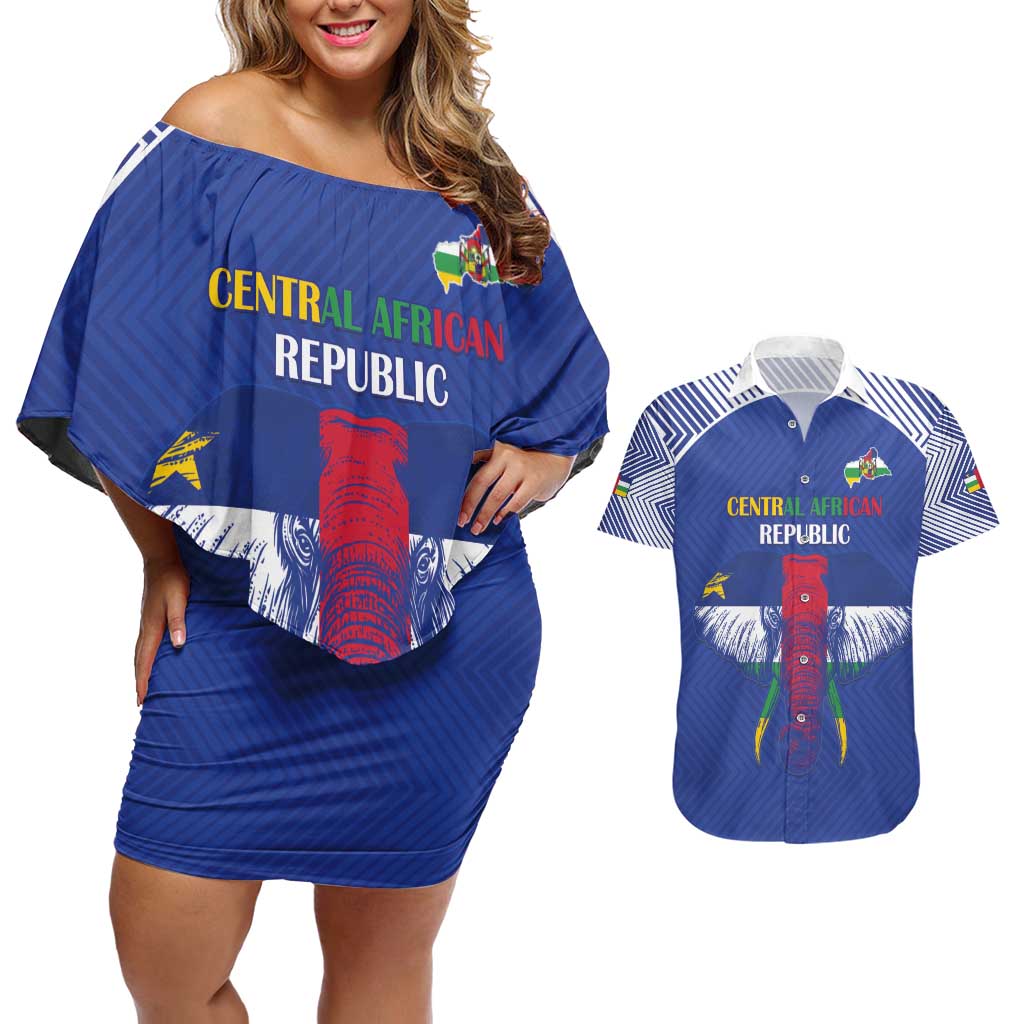 Custom Central African Republic Football Couples Matching Off Shoulder Short Dress and Hawaiian Shirt Go Champions - Wonder Print Shop
