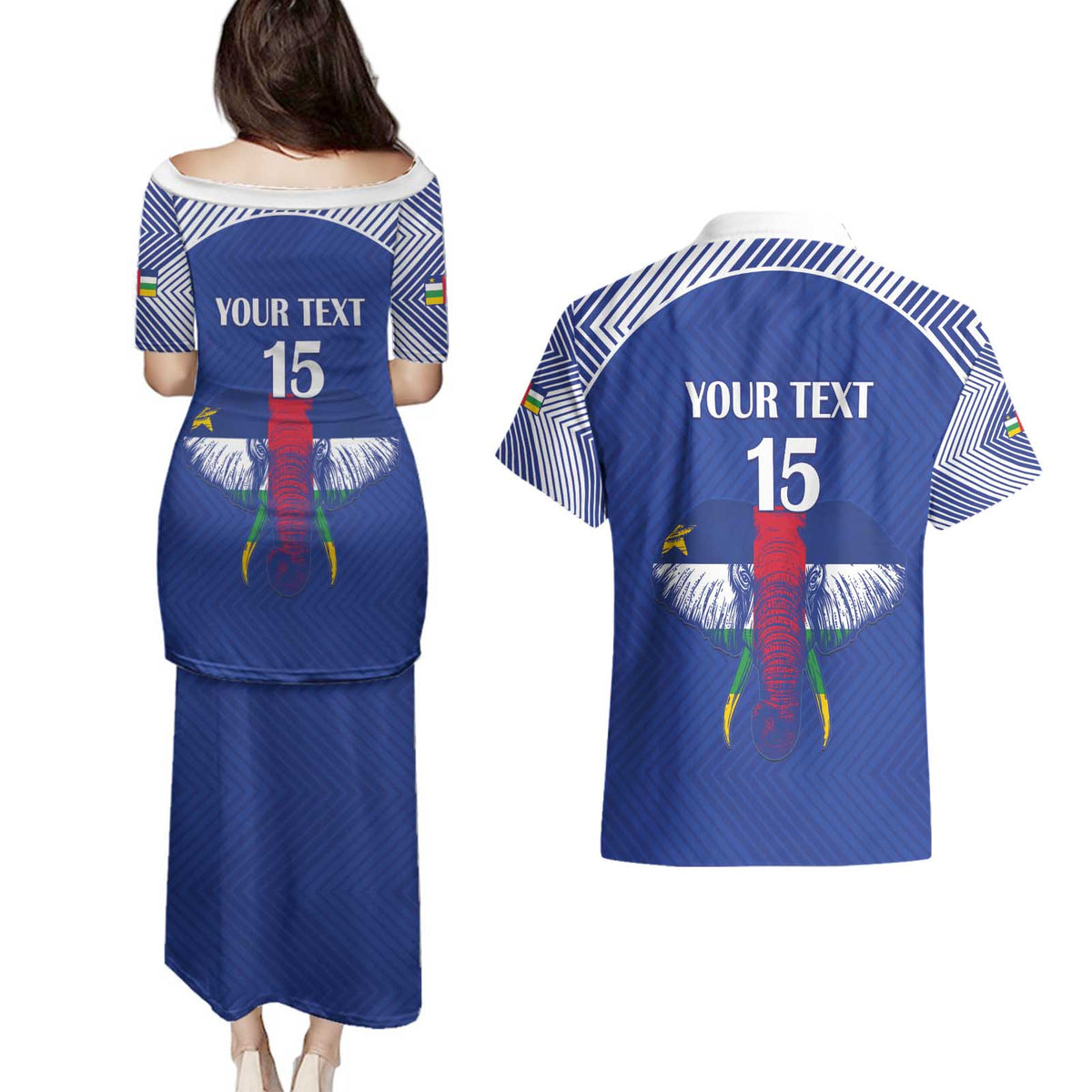 Custom Central African Republic Football Couples Matching Puletasi and Hawaiian Shirt Go Champions - Wonder Print Shop