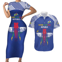 Custom Central African Republic Football Couples Matching Short Sleeve Bodycon Dress and Hawaiian Shirt Go Champions - Wonder Print Shop