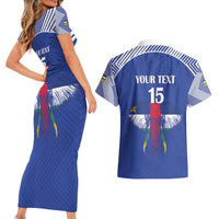 Custom Central African Republic Football Couples Matching Short Sleeve Bodycon Dress and Hawaiian Shirt Go Champions - Wonder Print Shop