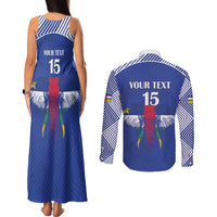 Custom Central African Republic Football Couples Matching Tank Maxi Dress and Long Sleeve Button Shirt Go Champions - Wonder Print Shop