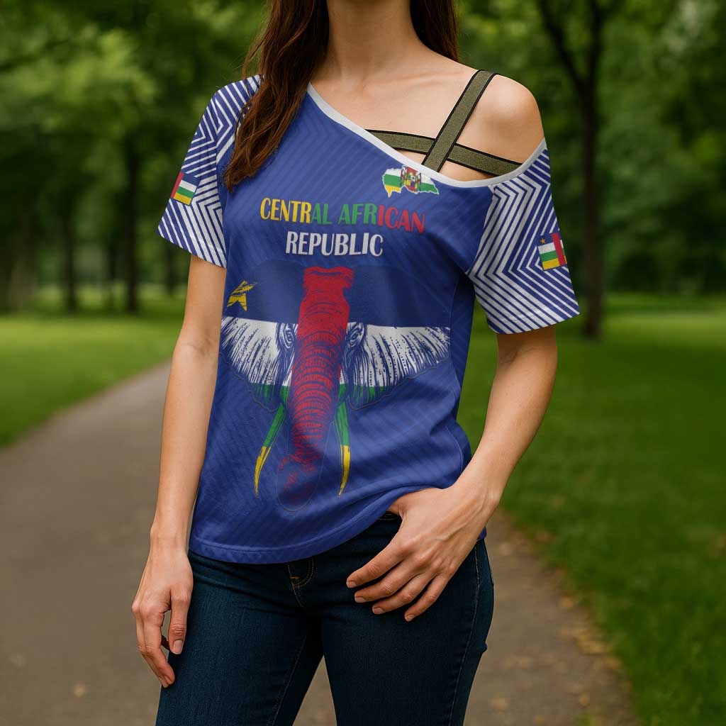 Custom Central African Republic Football Cross Shoulder Shirt Go Champions - Wonder Print Shop