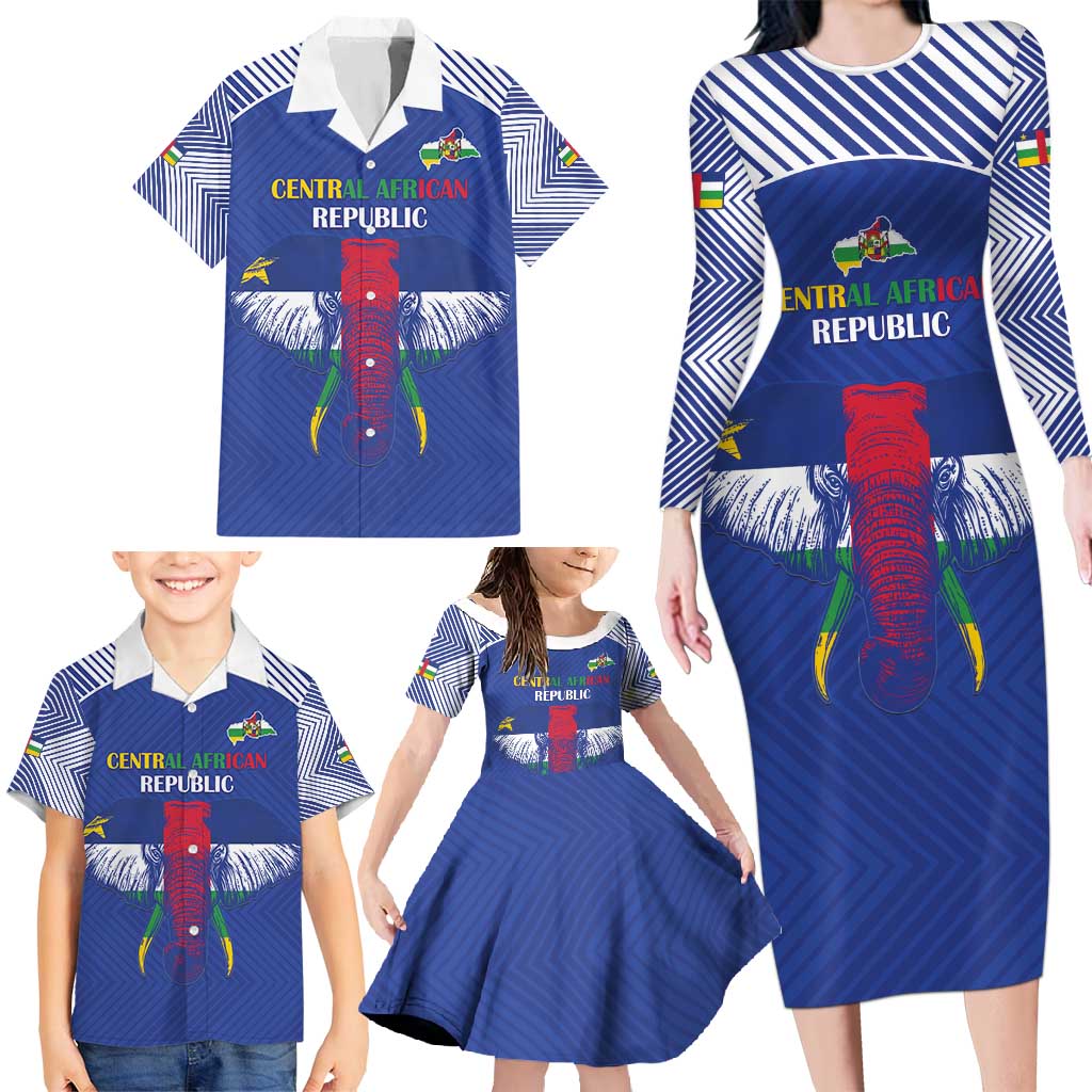Custom Central African Republic Football Family Matching Long Sleeve Bodycon Dress and Hawaiian Shirt Go Champions - Wonder Print Shop