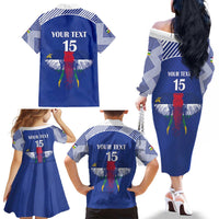 Custom Central African Republic Football Family Matching Off The Shoulder Long Sleeve Dress and Hawaiian Shirt Go Champions - Wonder Print Shop