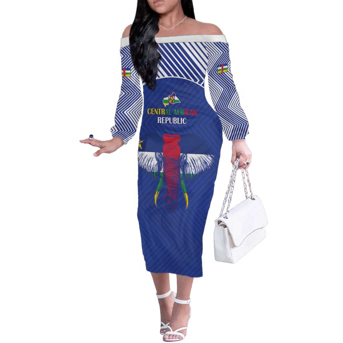 Custom Central African Republic Football Family Matching Off The Shoulder Long Sleeve Dress and Hawaiian Shirt Go Champions - Wonder Print Shop