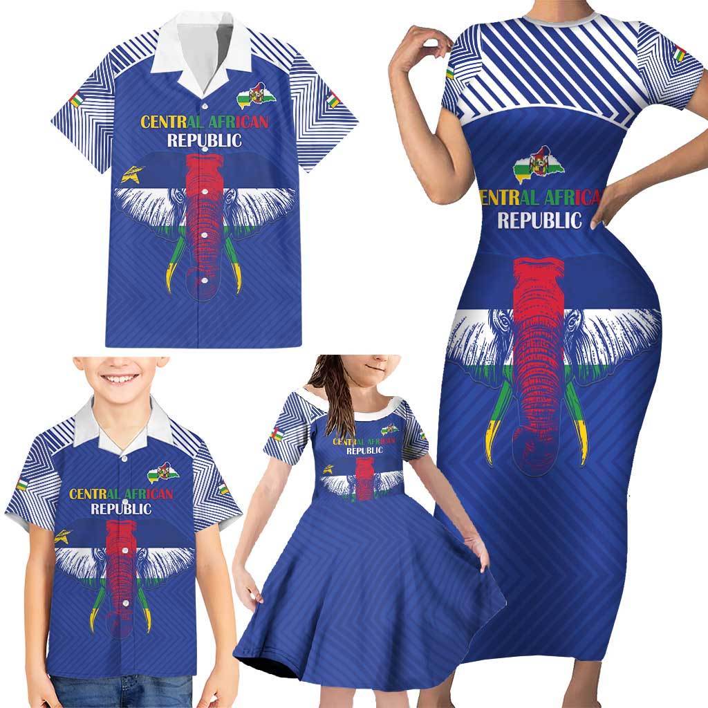 Custom Central African Republic Football Family Matching Short Sleeve Bodycon Dress and Hawaiian Shirt Go Champions - Wonder Print Shop