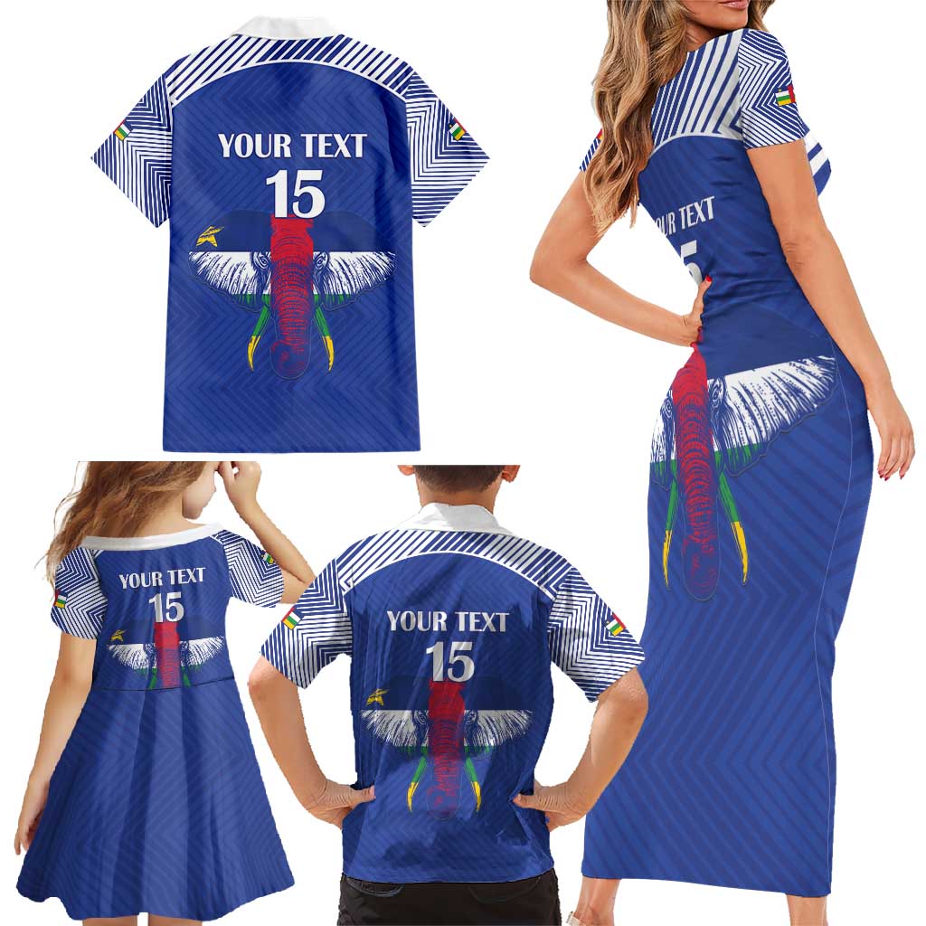 Custom Central African Republic Football Family Matching Short Sleeve Bodycon Dress and Hawaiian Shirt Go Champions - Wonder Print Shop