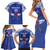 Custom Central African Republic Football Family Matching Short Sleeve Bodycon Dress and Hawaiian Shirt Go Champions - Wonder Print Shop