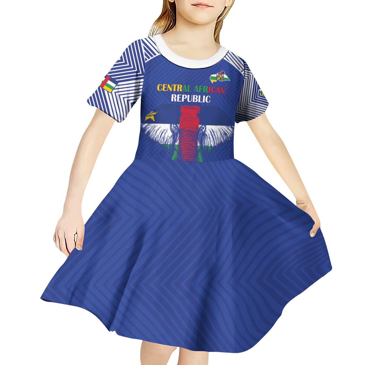 Custom Central African Republic Football Kid Short Sleeve Dress Go Champions - Wonder Print Shop