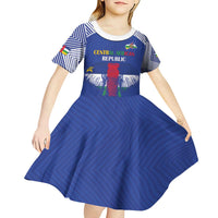 Custom Central African Republic Football Kid Short Sleeve Dress Go Champions - Wonder Print Shop