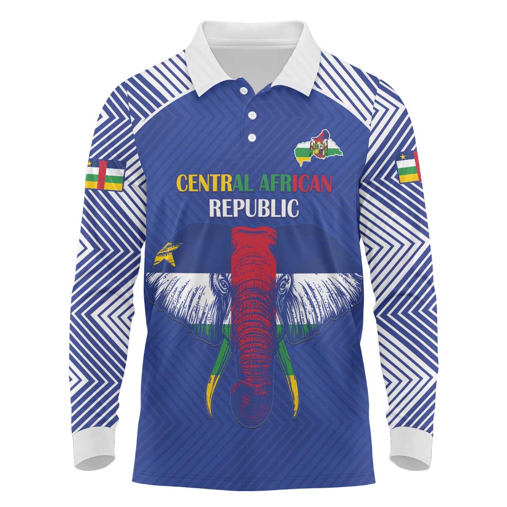 Custom Central African Republic Football Long Sleeve Polo Shirt Go Champions - Wonder Print Shop
