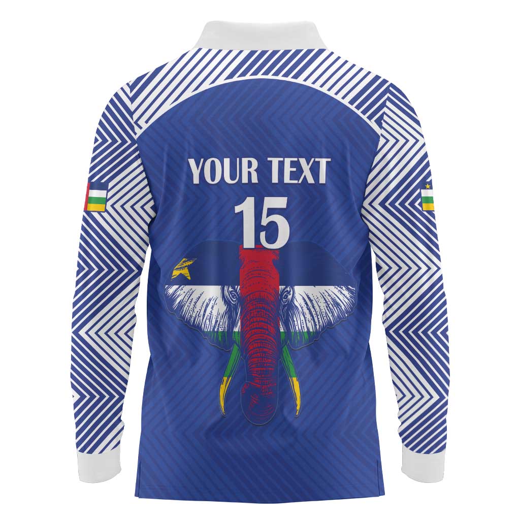 Custom Central African Republic Football Long Sleeve Polo Shirt Go Champions - Wonder Print Shop